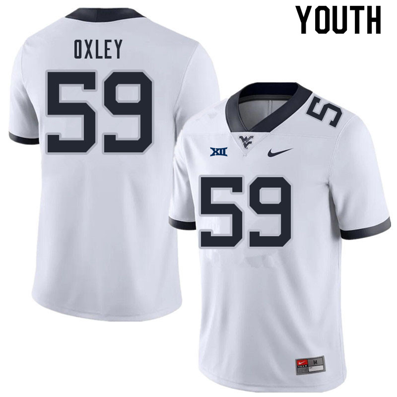 Youth #59 Jackson Oxley West Virginia Mountaineers College Football Jerseys Sale-White